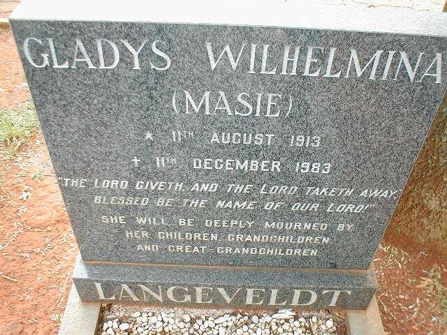 LANGEVELDT Gladys Wilhelmina 1913-1983