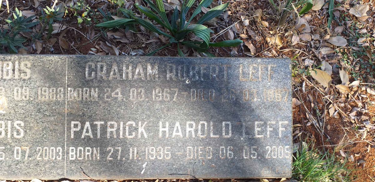 LEFF Graham Rupert 1967-1967 :: LEFF Patrick Harold 1935-2005 