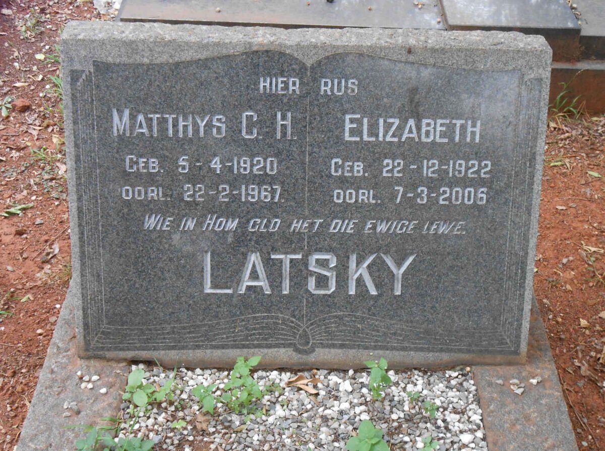 LATSKY Matthys C.H. 1920-1967 &amp; Elizabeth 1922-2006