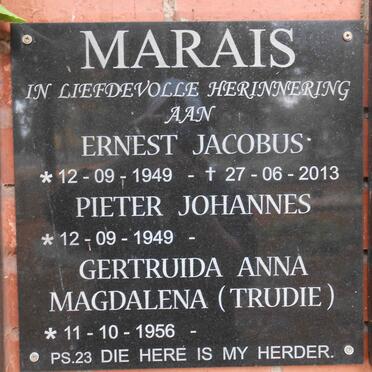MARAIS Ernest Jacobus 1949-2013 :: MARAIS Pieter Johannes 1949- :: MARAIS Gertruida Anna Magdalena 1956-