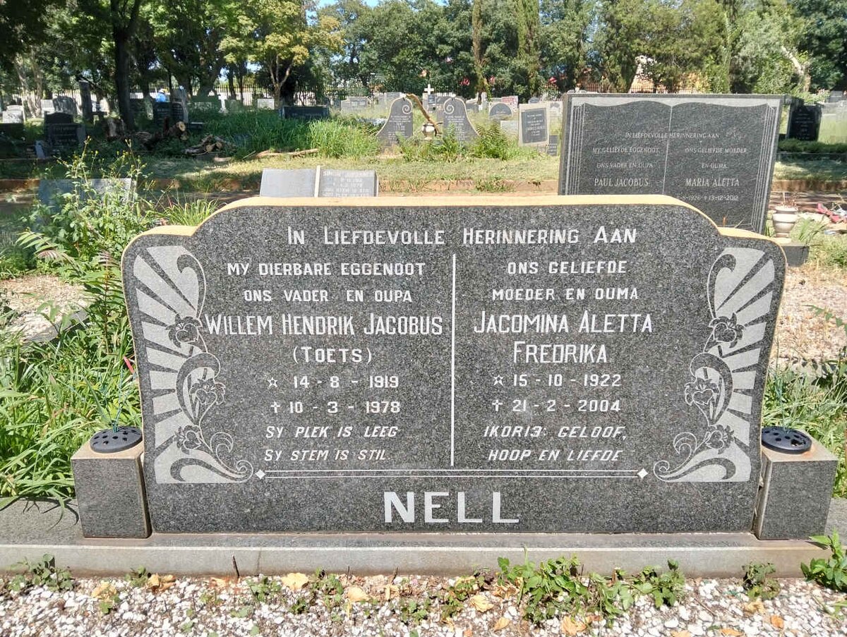 NELL Willem Hendrik Jacobus 1919-1978 & Jacomina Aletta Fredrika 1922-2004