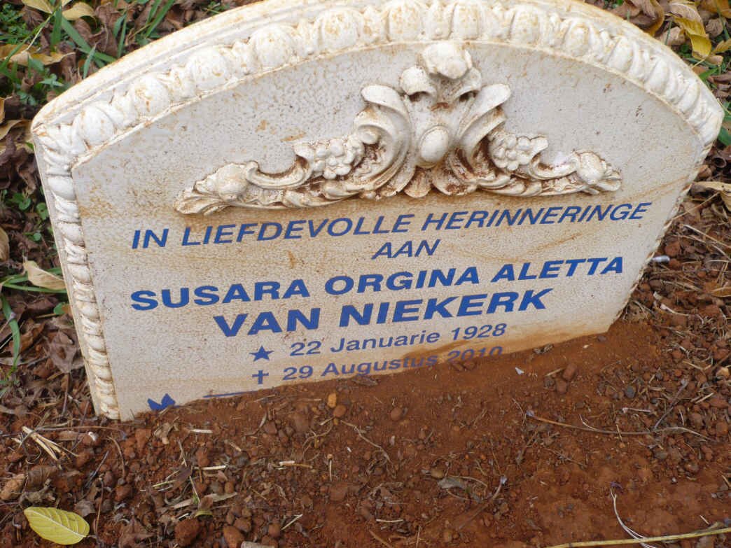 NIEKERK Susara Orgina Aletta, van 1928-2010