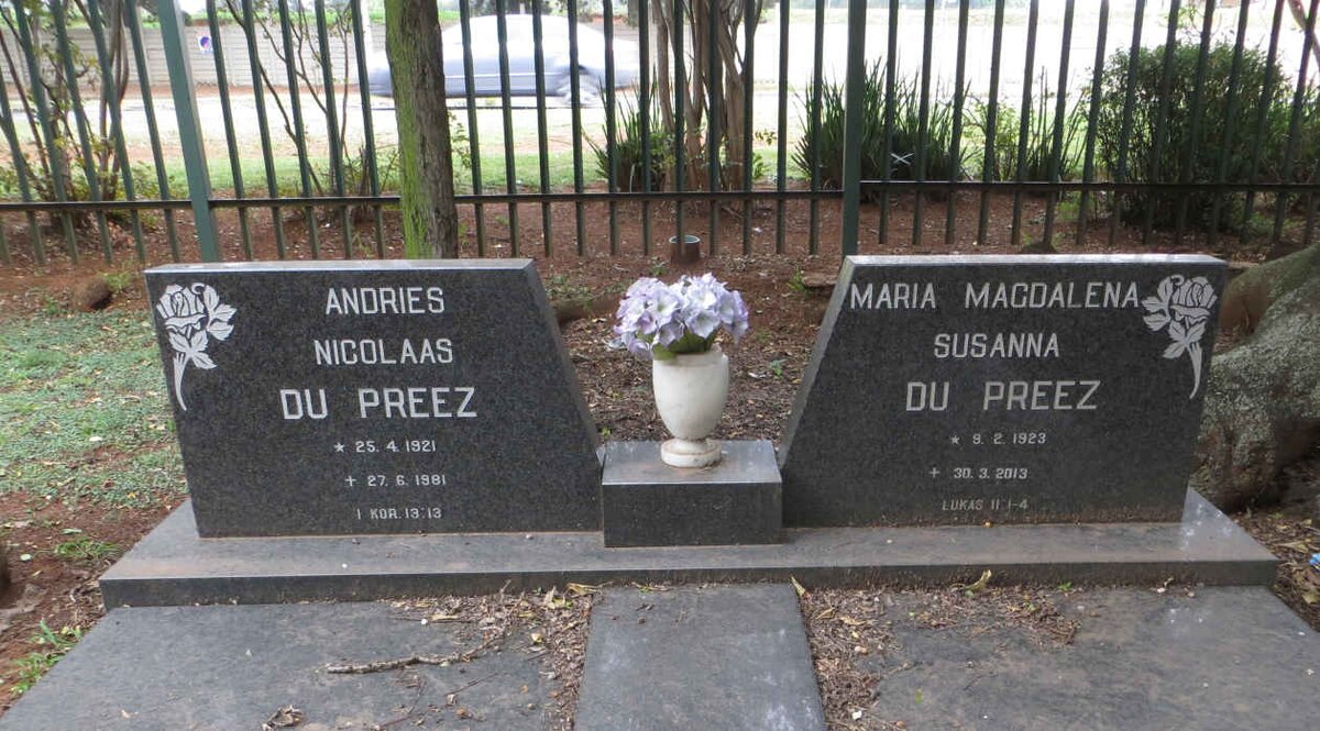 PREEZ Andries Nicolaas, du 1921-1981 &amp; Maria Magdalena Susanna 1923-2013