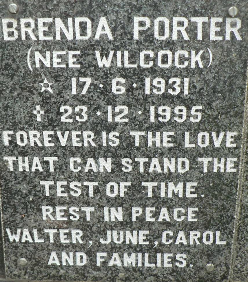PORTER Brenda nee WILCOCK 1931-1995
