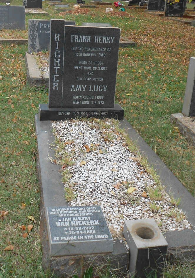 RICHTER Frank Henry 1904-1973 &amp; Amy Lucy KOCH 1909-1979 :: VAN NIEKERK Jan Albert 1932-2000