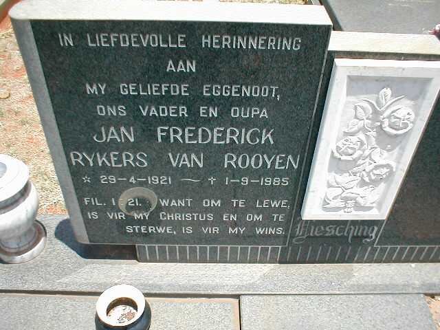 ROOYEN Jan Frederick Rykers, van 1921-1985