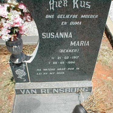 RENSBURG Susanna Maria, van nee BEKKER 1917-1994