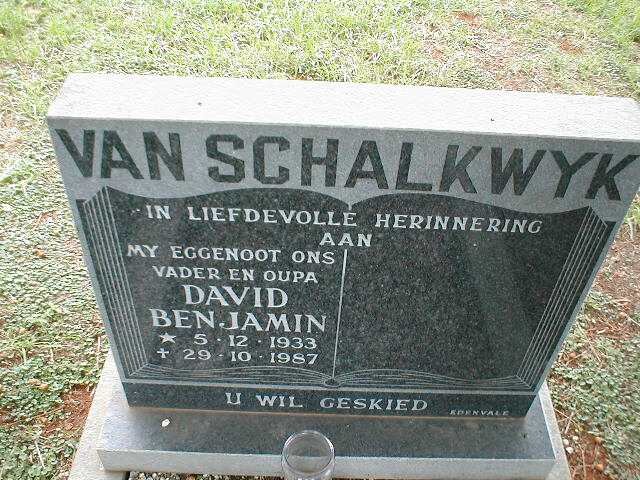 SCHALKWYK David Benjamin, van 1933-1987