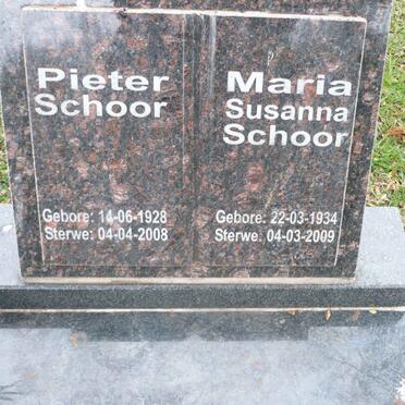 SCHOOR Pieter 1928-2008 &amp; Maria Susanna 1934-2009