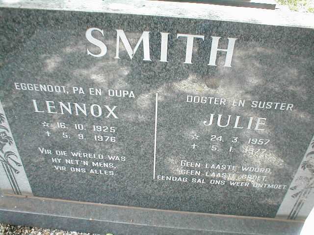 SMITH Lennox 1925-1976 :: SMITH Julie 1957-1977