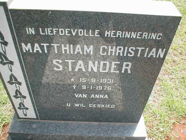 STANDER Matthiam Christian 1931-1976