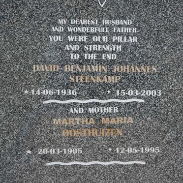 STEENKAMP David Benjamin Johannes 1936-2003 &amp; Martha Maria OOSTHUIZEN 1905-1995