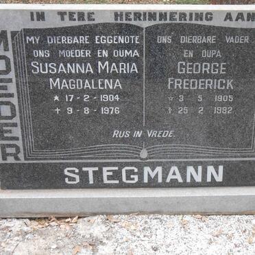 STEGMANN George Frederick 1905-1982 &amp; Susanna Maria Magdalena 1904-1976