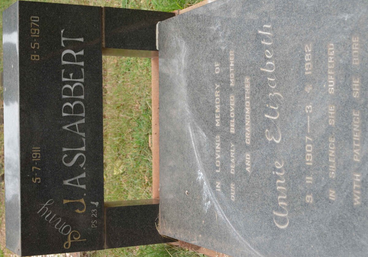 SLABBERT J.A. 1911-1970 &amp; Annie Elizabeth 1907-1982