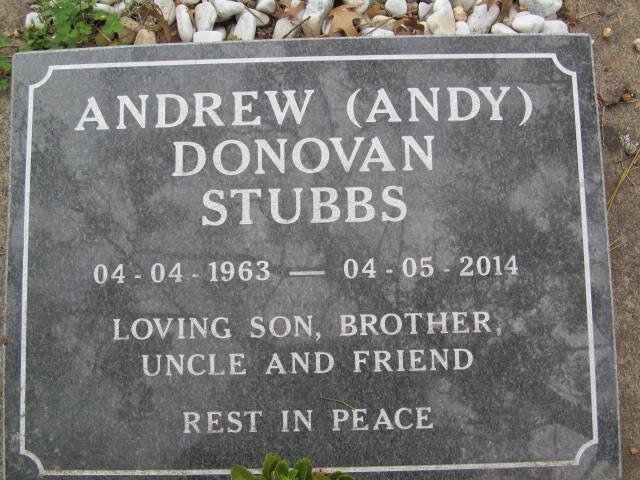 STUBBS Andrew Donovan 1963-2014