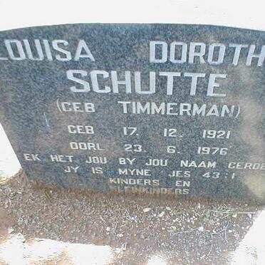 SCHUTTE Louisa Dorothea nee TIMMERMAN 1921-1976