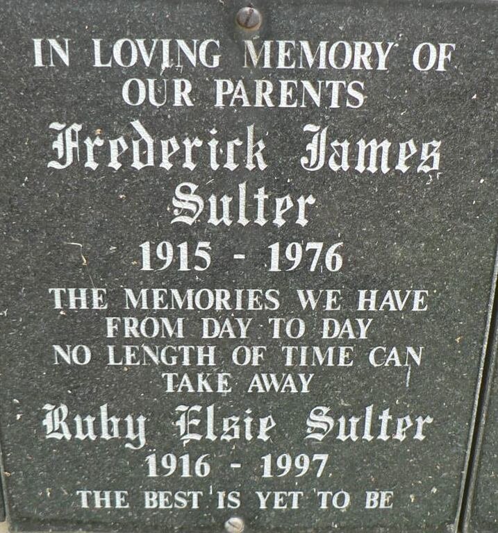 SULTER Frederick James 1915-1976 &amp; Ruby Elsie 1916-1997