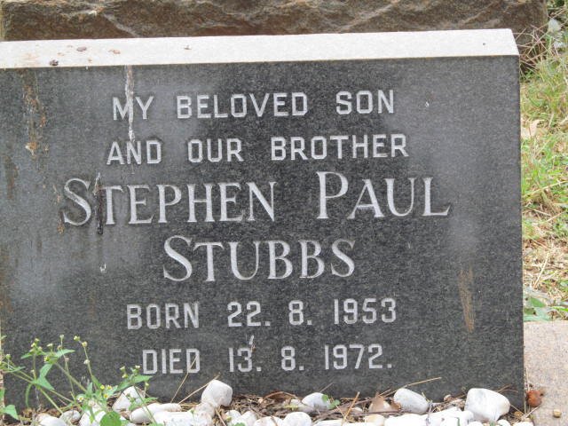 STUBBS Stephen Paul 1953-1972