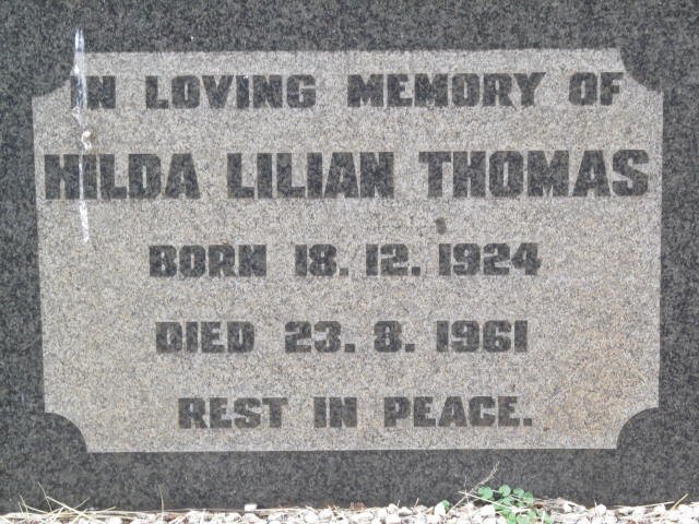 THOMAS Hilda Lilian 1924-1961