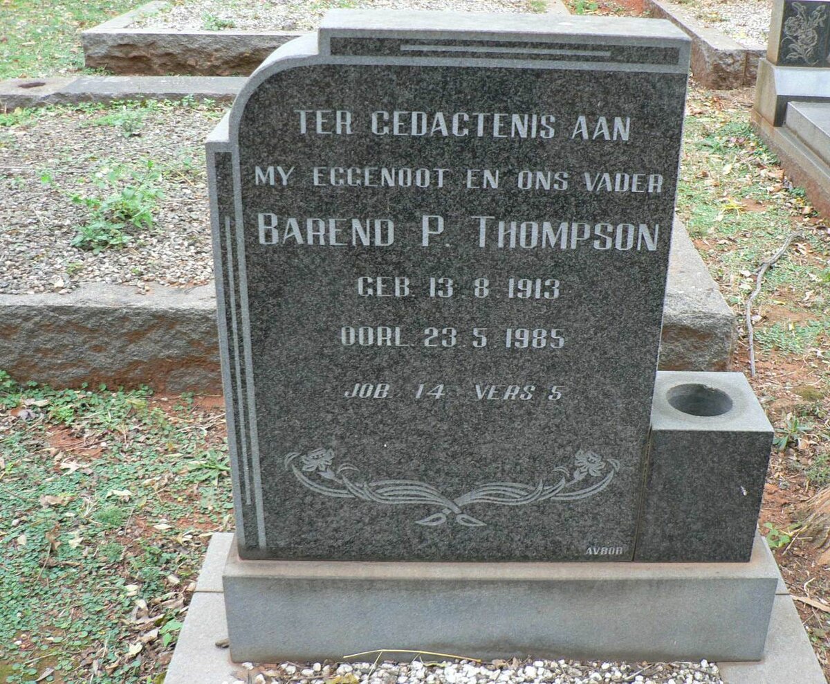 THOMPSON Barend P. 1913-1985