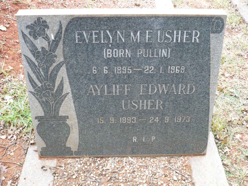 USHER Ayliff Edward 1893-1973 &amp; Evelyn M.E. PULLIN 1895-1969