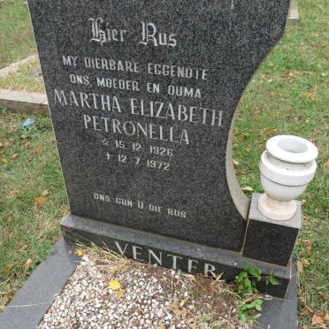 VENTER Martha Elizabeth Petronella 1926-1972