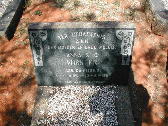 VORSTER Anna S.C. nee DU PLESSIS 1895-1961