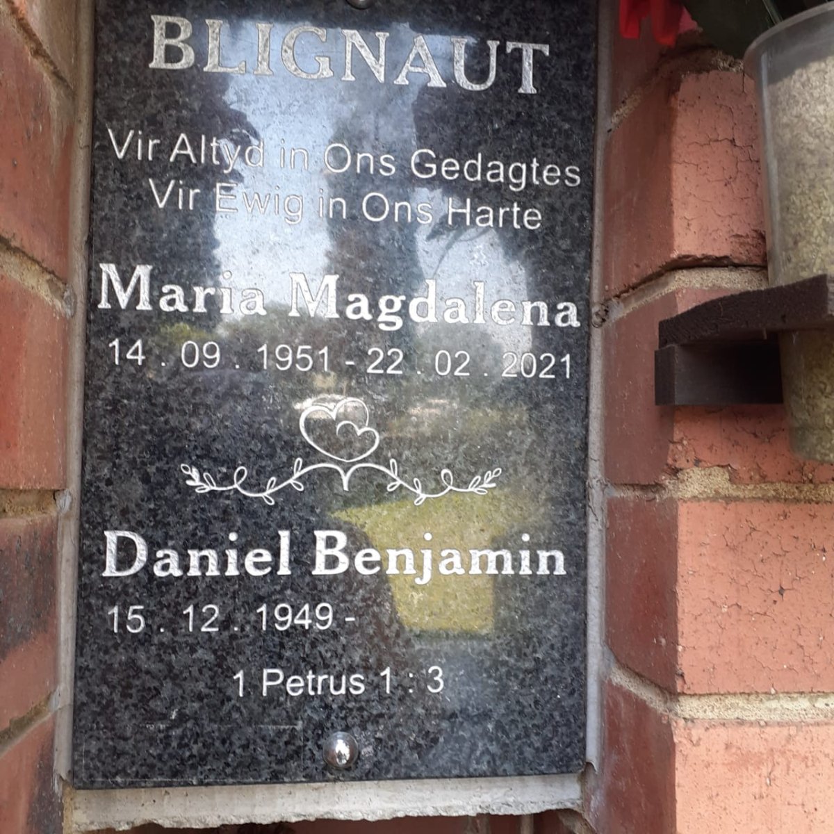 BLIGNAUT Daniel Benjamin 1949- &amp; Maria Magdalena 1951-2021