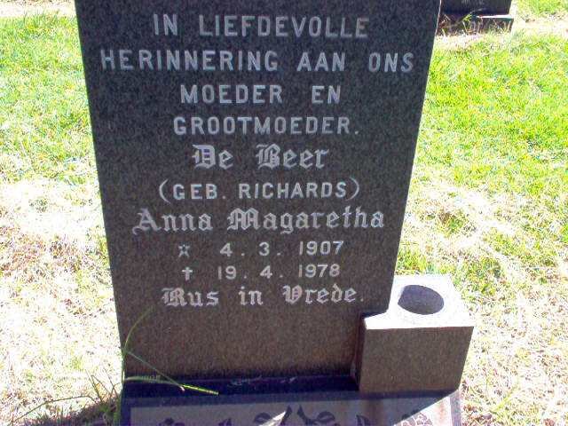 BEER  Anna Magaretha, de geb. RICHARDS 1907-1978