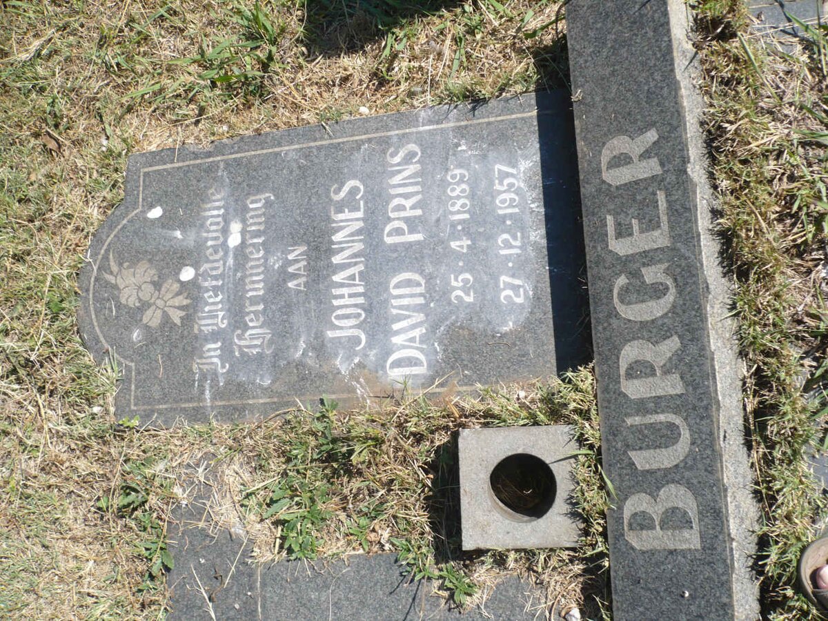 BURGER Johannes David Prins 1889-1957