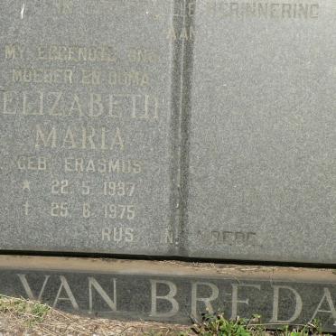 BREDA Elizabeth Maria, van nee ERASMUS 1937-1975