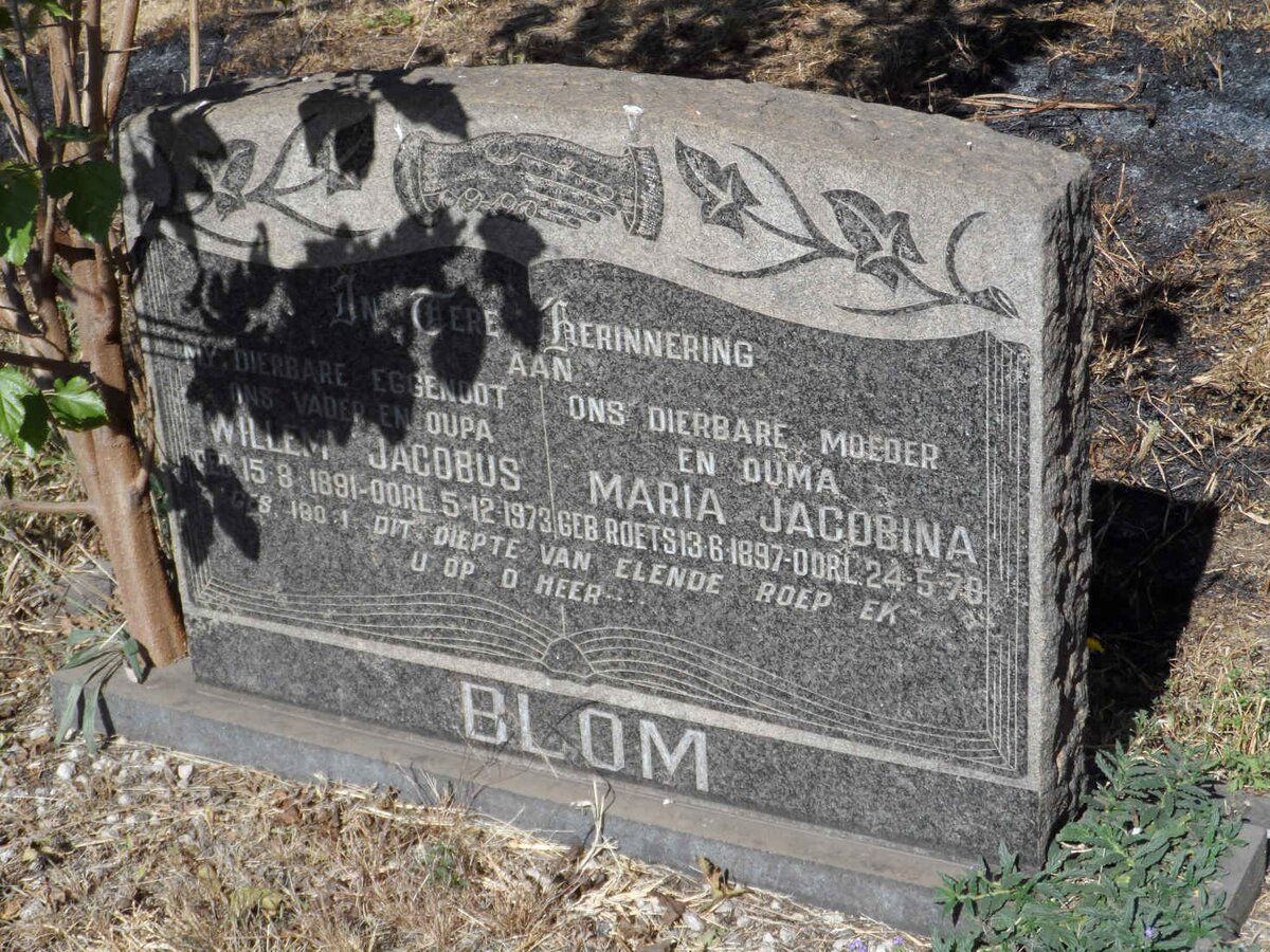 BLOM Willem Jacobus 1891-1973 &amp; Maria Jacobina ROETS 1897-197?