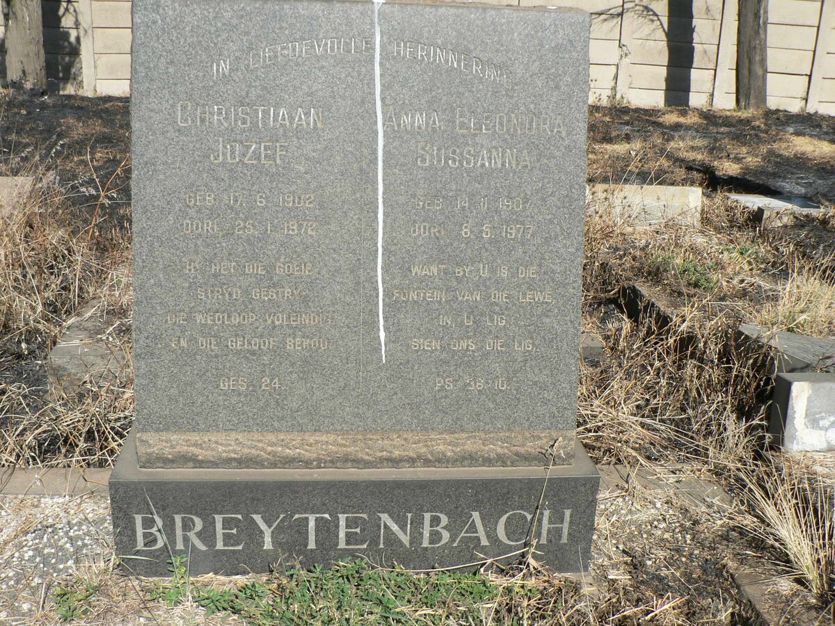 BREYTENBACH Christiaan Jozef 1902-1972 &amp; Anna Eleonora Sussanna 1907-1977