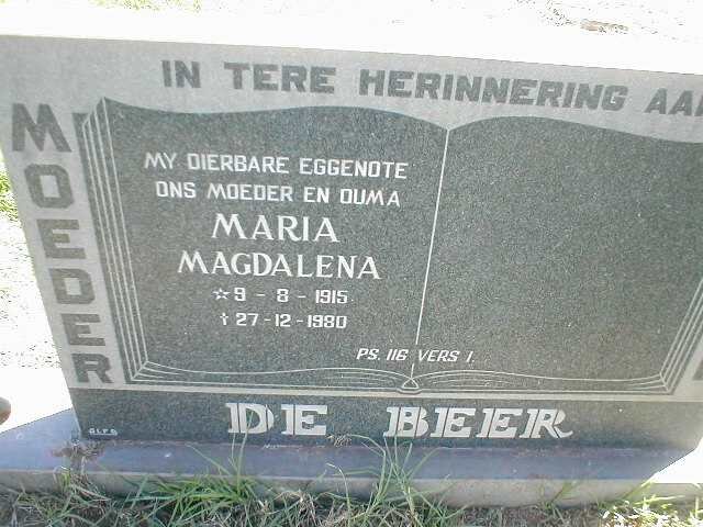 BEER Maria Magdalena, de 1915-1980