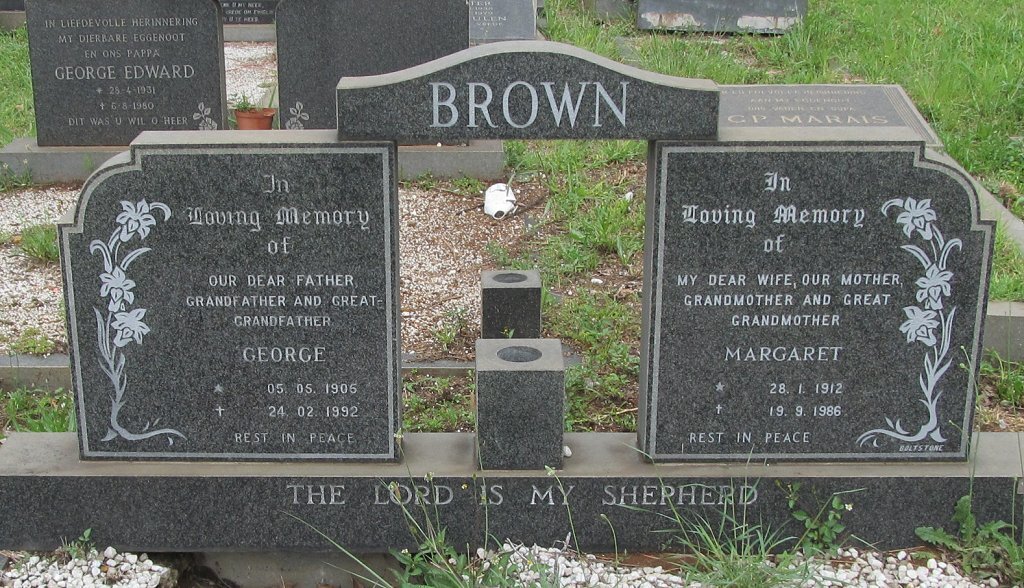 BROWN George 1906-1992 &amp; Margaret 1912-1986