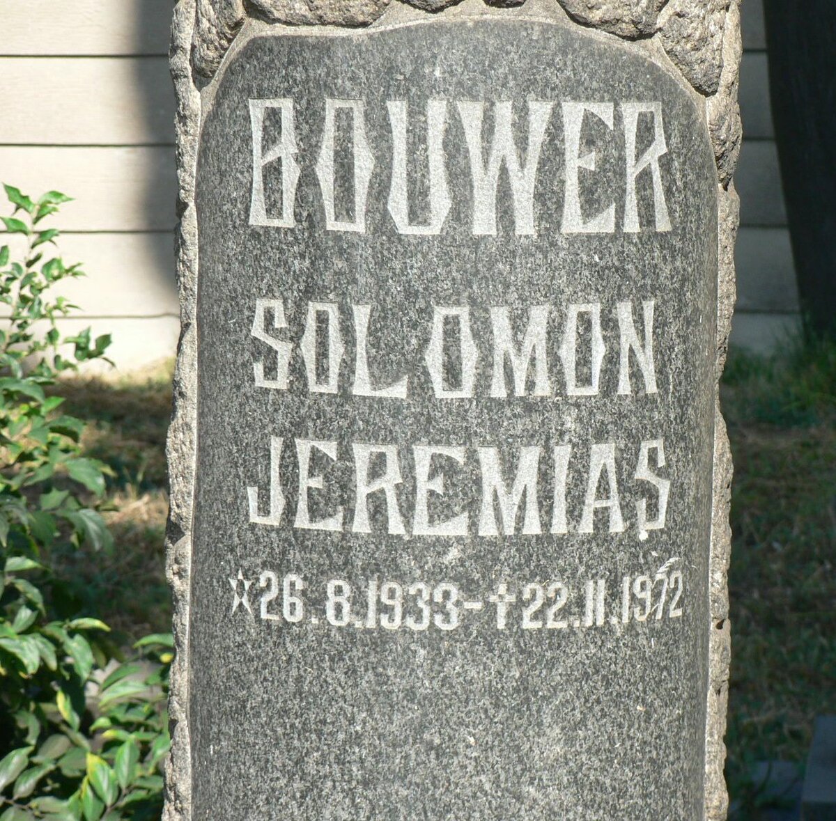 BOUWER Solomon Jeremias 1933-1972