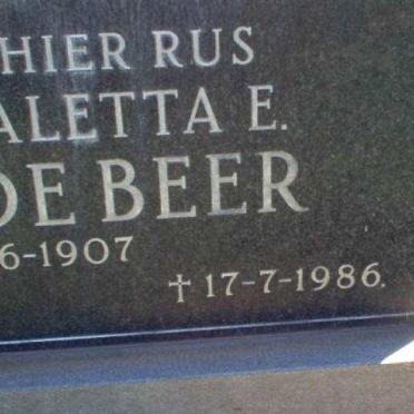 BEER Aletta E., de 1907-1986