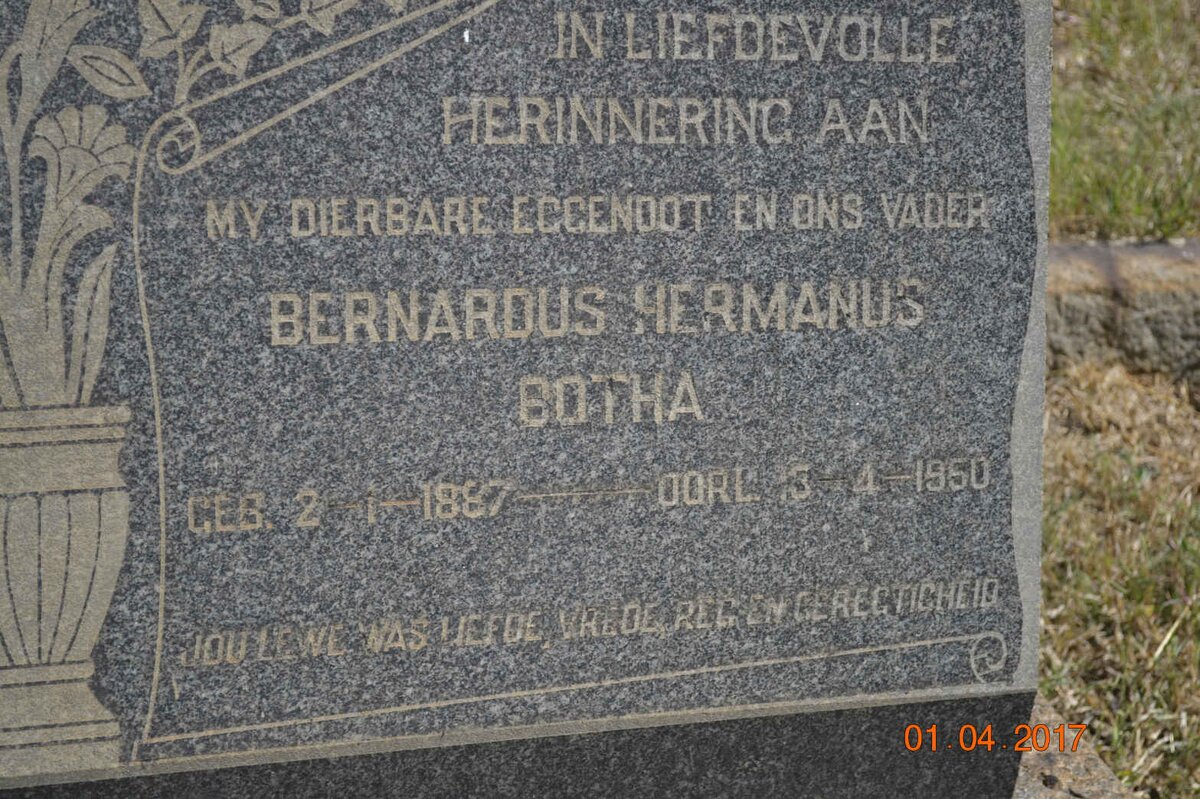 BOTHA Bernardus Hermanus 1887-1950