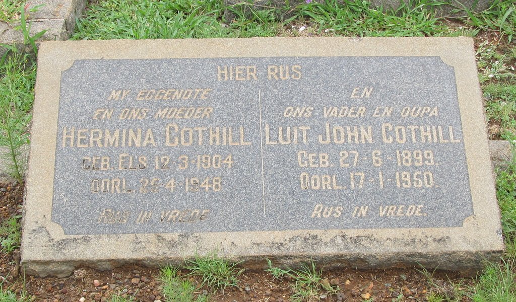 COTHILL John 1899-1950 &amp; Hermina ELS 1904-1948