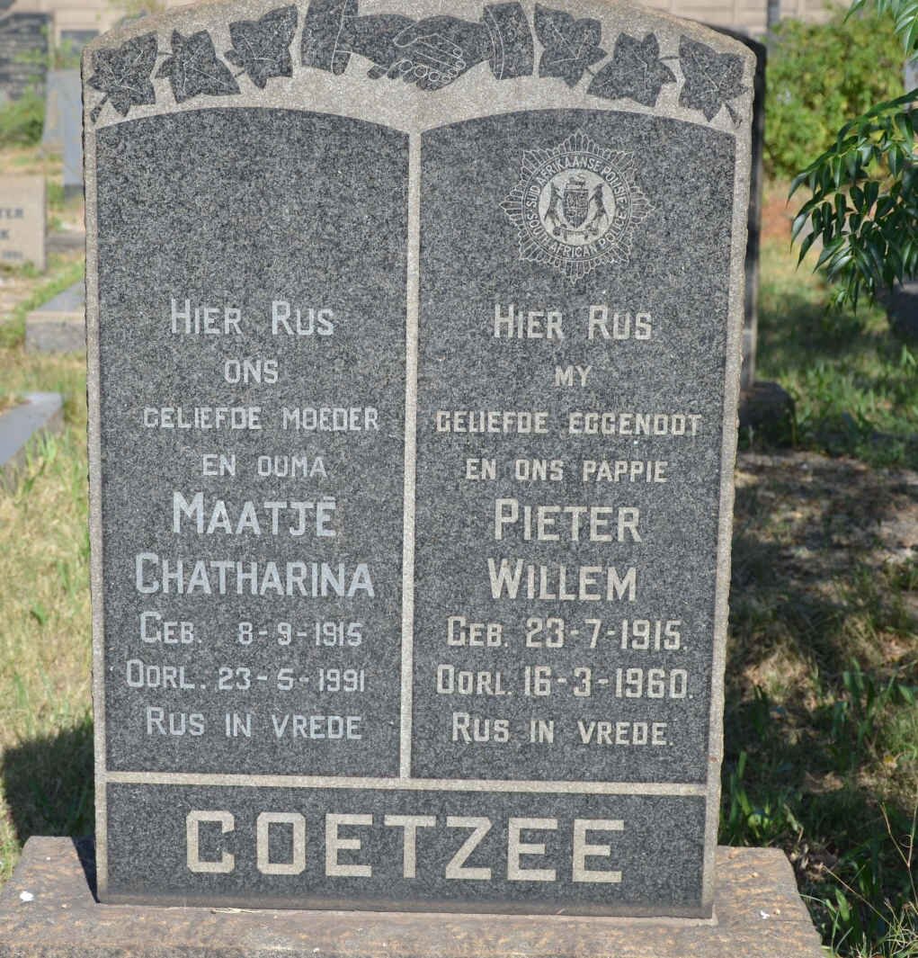 COETZEE Pieter Willem 1915-1960 &amp; Maatjē Chatharina 1915-1991