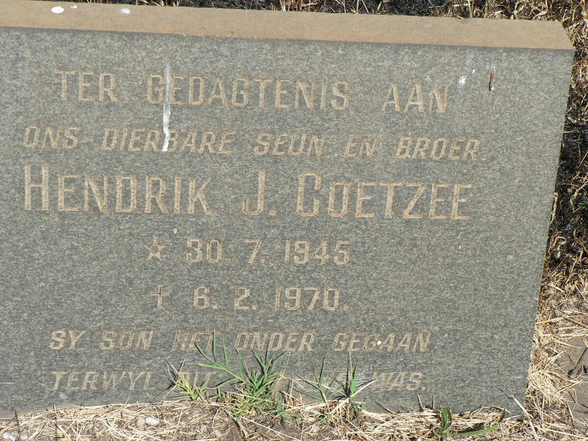 COETZEE Hendrik J. 1945-1970