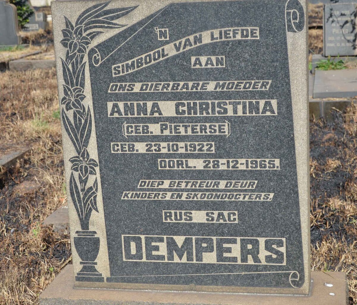 DEMPERS Anna Christina nee PIETERSE 1922-1965