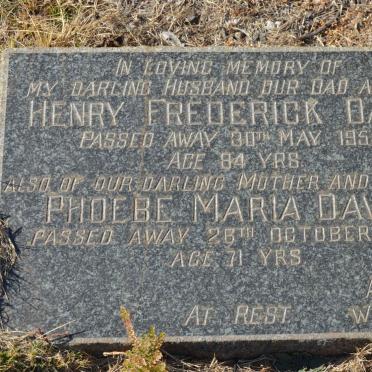 DAVIS Henry Frederick -1955 &amp; Phoebe Maria -1957