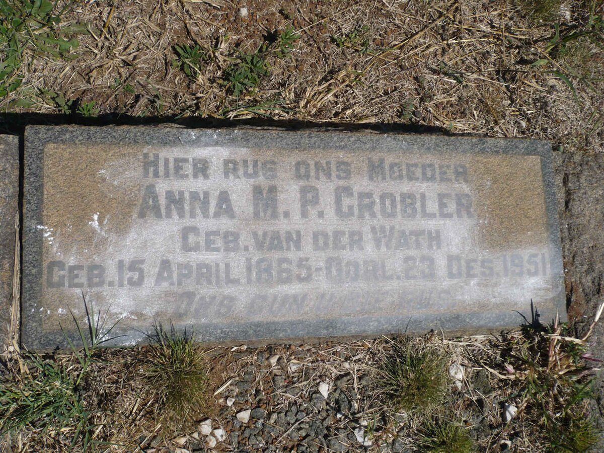 GROBLER Anna M.P. nee VAN DER WATH 1865-1951