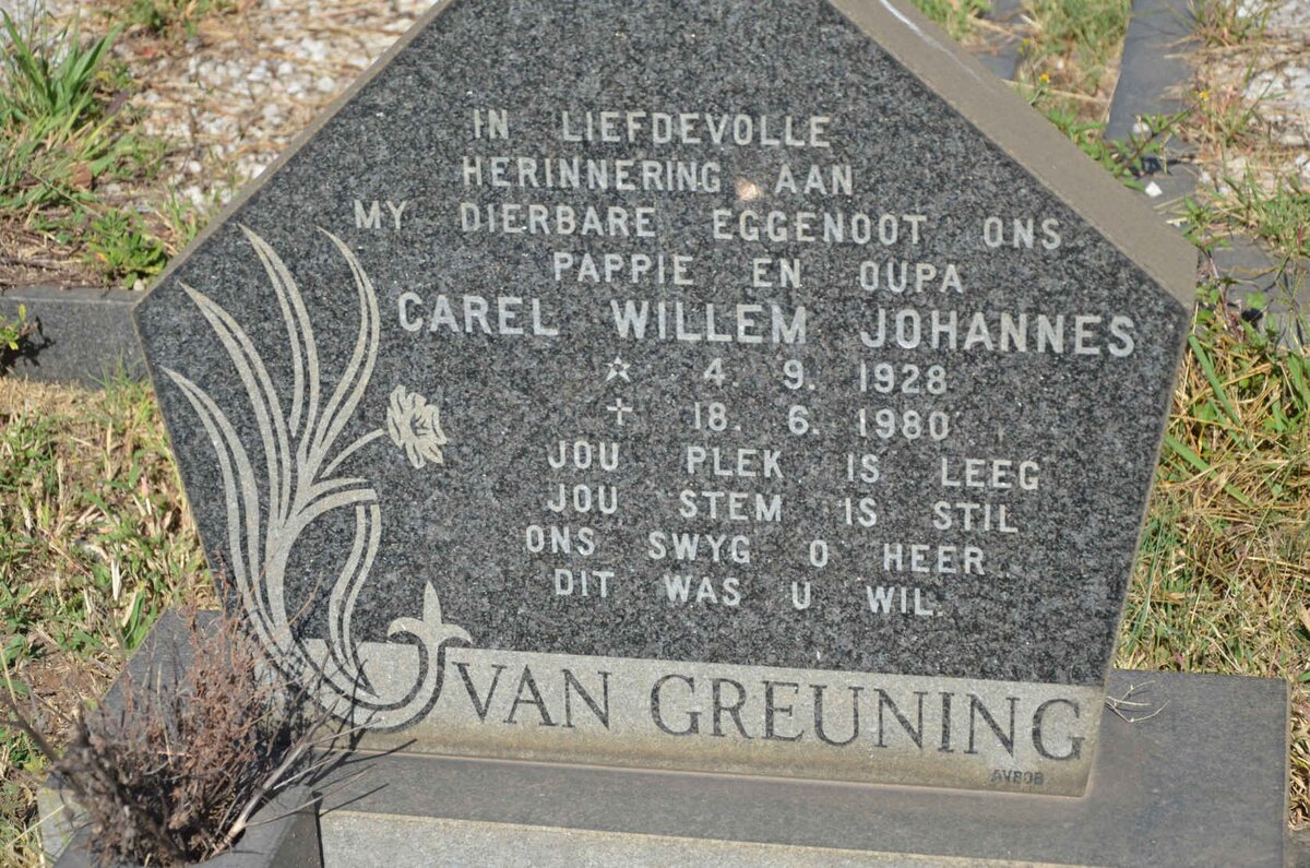 GREUNING Carel Willem Johannes, van 1928-1980