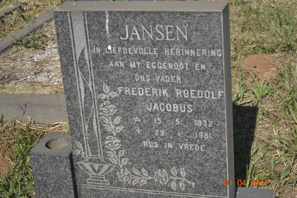 JANSEN Frederik Roedolf Jacobus 1932-1981