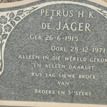 JAGER Petrus H.K., de 1915-1971