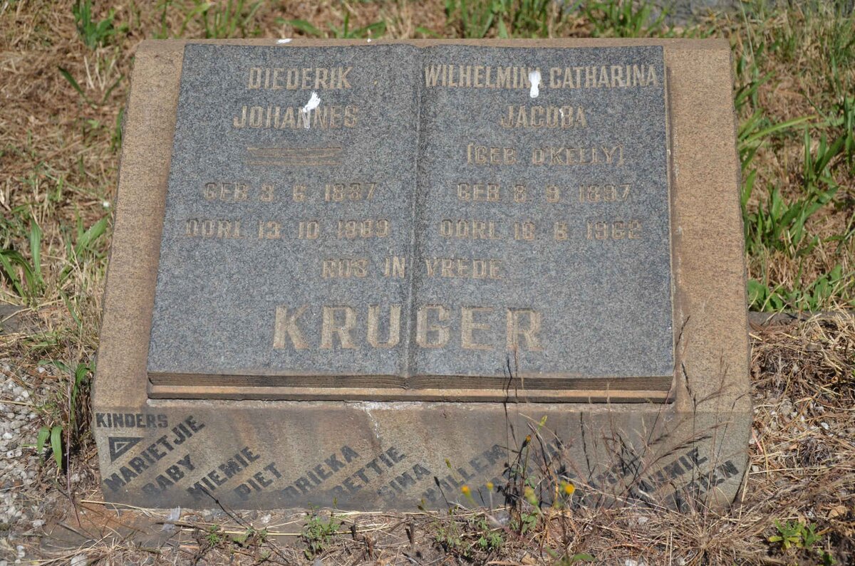 KRUGER Diederik Johannes 1887-1969 &amp; Wilhelmina Catharina Jacoba O'KELLY 1897-1962