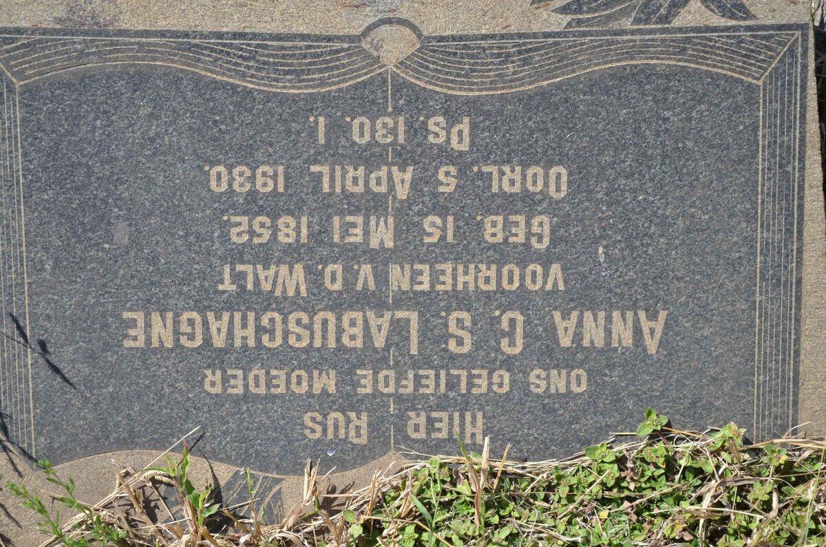 LABUSCHAGNE Anna C.S. formerly V.D. WALT 1852-1930