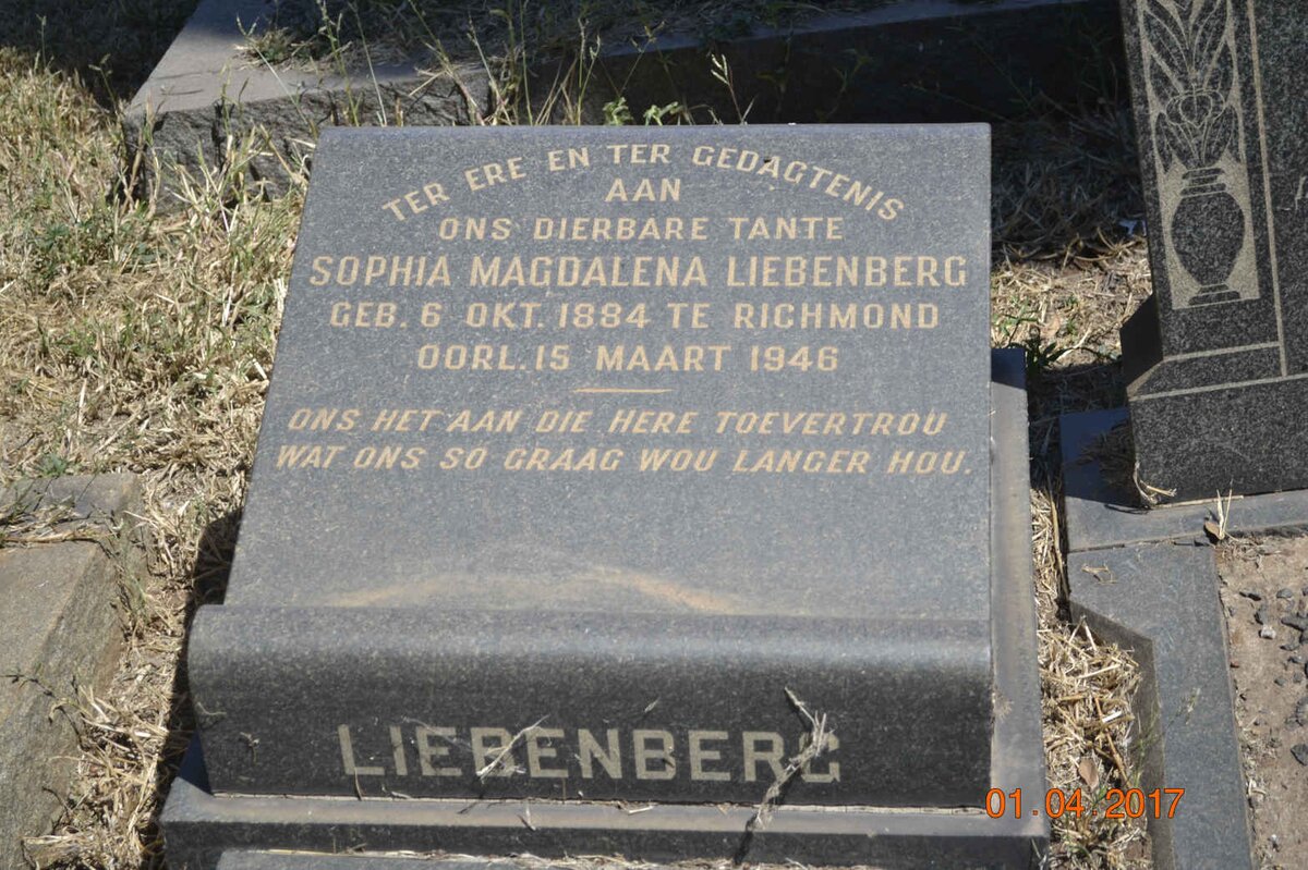 LIEBENBERG Sophia Magdalena 1884-1946